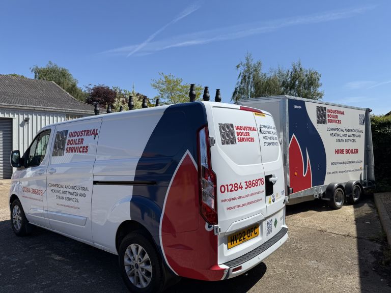signwritten hire boiler and vans